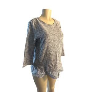Women S Anthropologie Clu + Willoughby Gray Layered Shirt Blouse Top Pullover